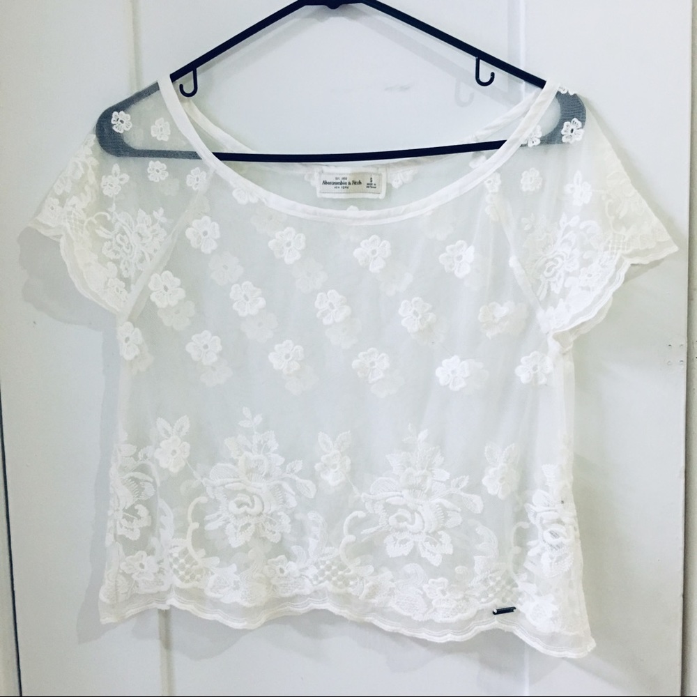 White Lace Abercrombie Crop Top